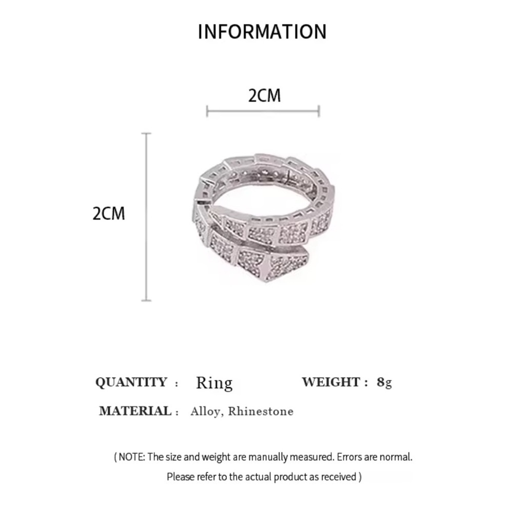 Snake Serpent Silver Crystal Ring Adjustable - image 3